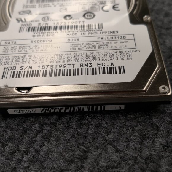 TOSHIBA 80GB 2.5" SATA HARD DRIVE MK8046GSX HDD2D93 - Picture 5 of 6